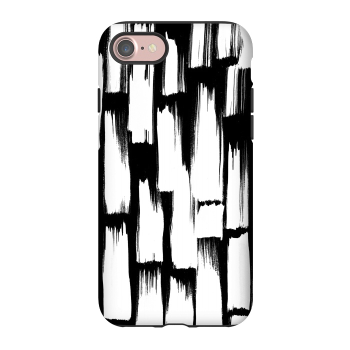 iPhone 7 StrongFit Tribal white brushstrokes on black background by Oana 