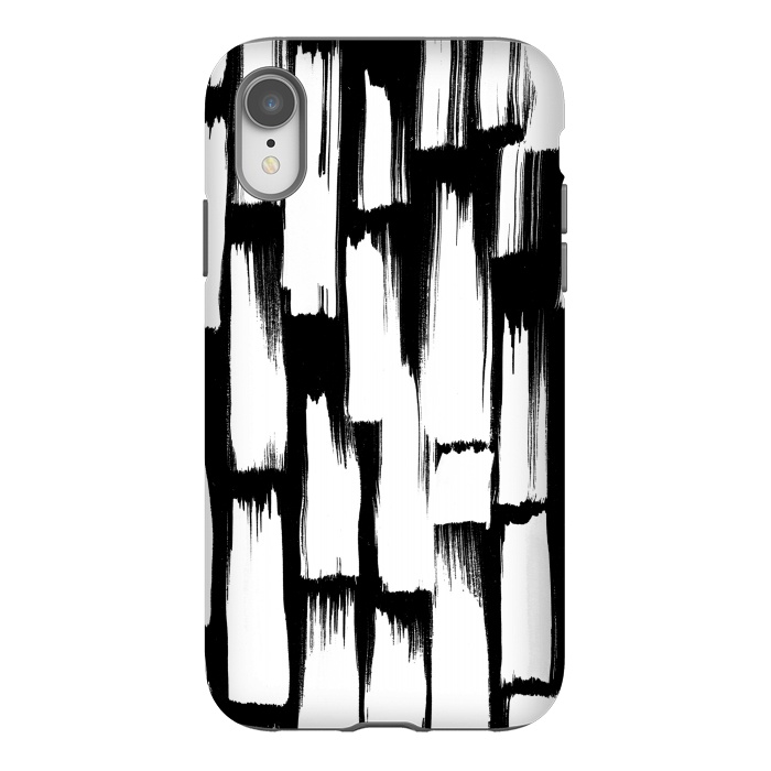 iPhone Xr StrongFit Tribal white brushstrokes on black background by Oana 