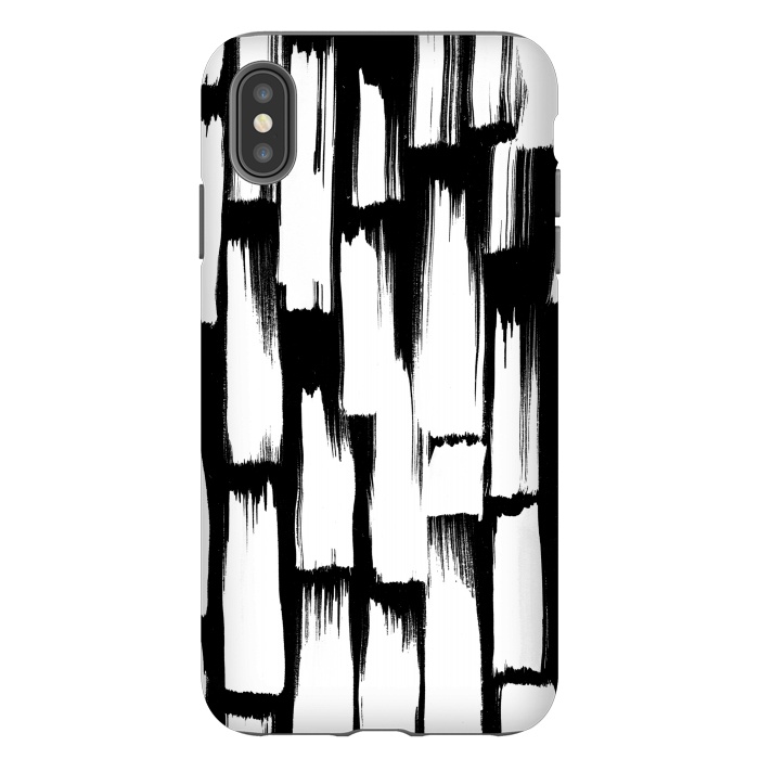 iPhone Xs Max StrongFit Tribal white brushstrokes on black background by Oana 