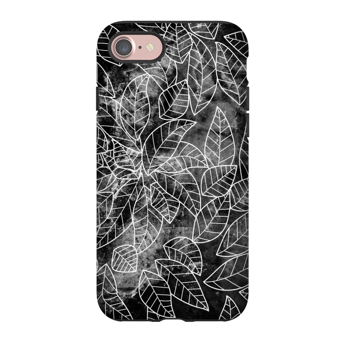 iPhone 7 StrongFit Black and white leaves on marble by Oana 