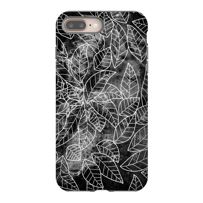iPhone 7 plus StrongFit Black and white leaves on marble by Oana 