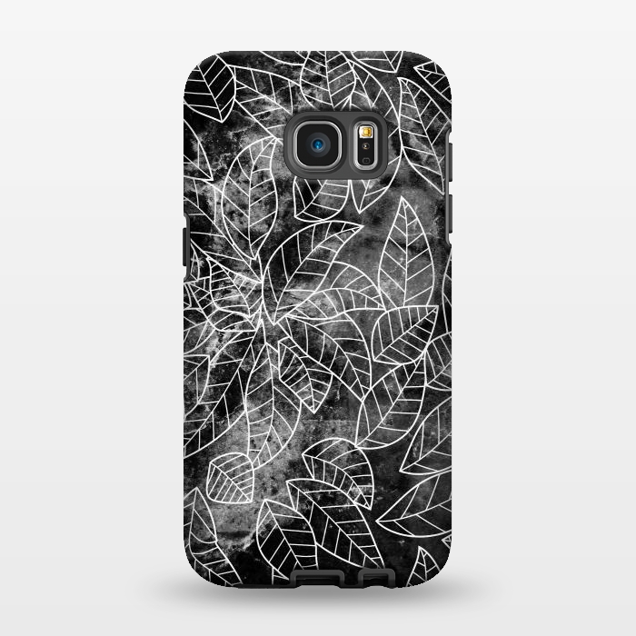 Galaxy S7 EDGE StrongFit Black and white leaves on marble by Oana 