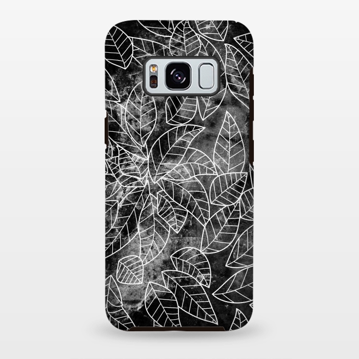Galaxy S8 plus StrongFit Black and white leaves on marble by Oana 