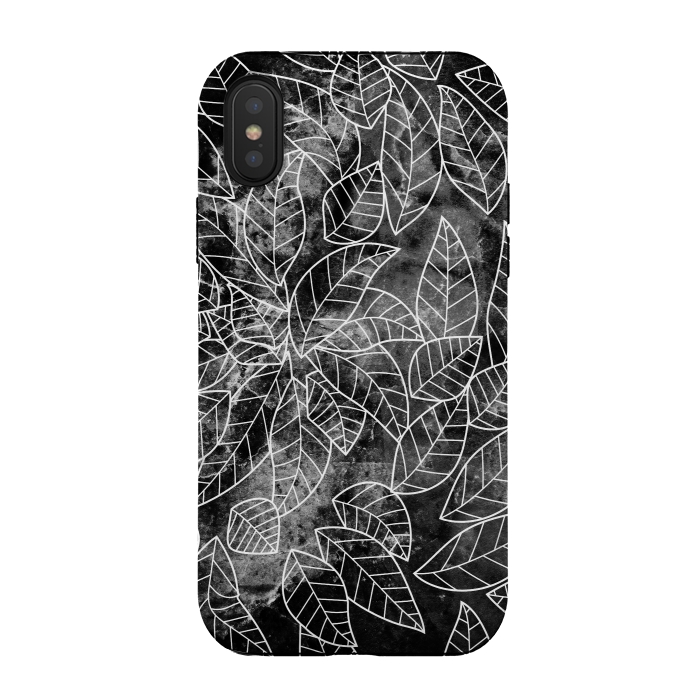 iPhone Xs / X StrongFit Black and white leaves on marble by Oana 