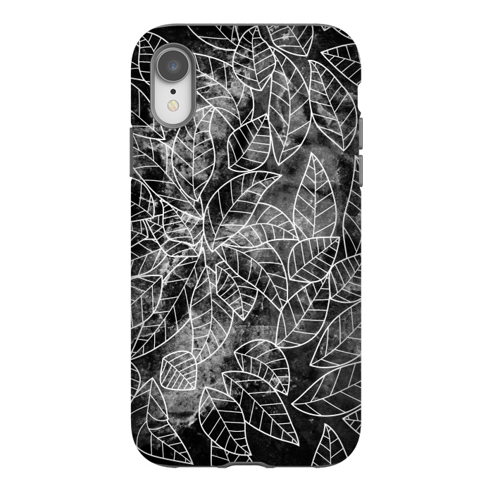 iPhone Xr StrongFit Black and white leaves on marble by Oana 