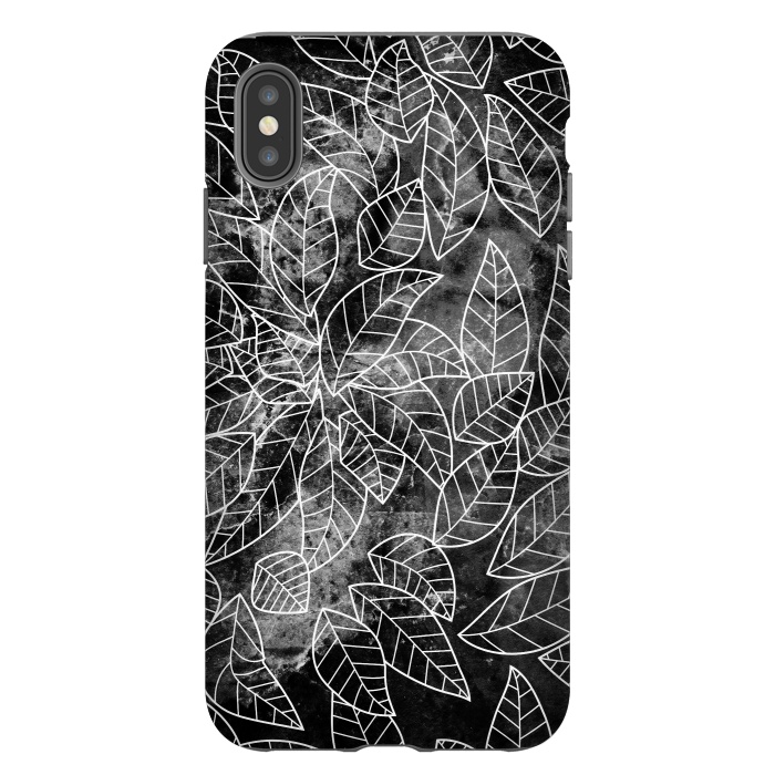 iPhone Xs Max StrongFit Black and white leaves on marble by Oana 