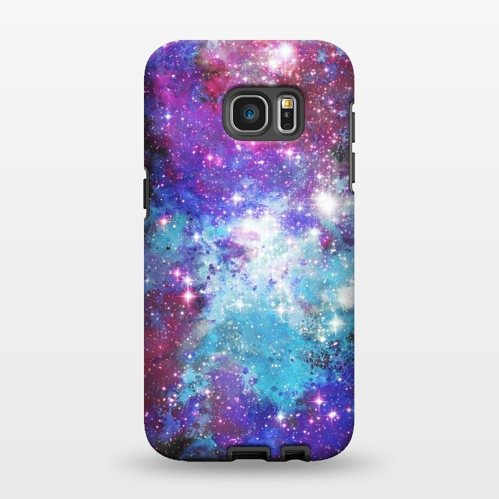 Galaxy S7 EDGE StrongFit Blue purple galaxy space night stars by Oana 