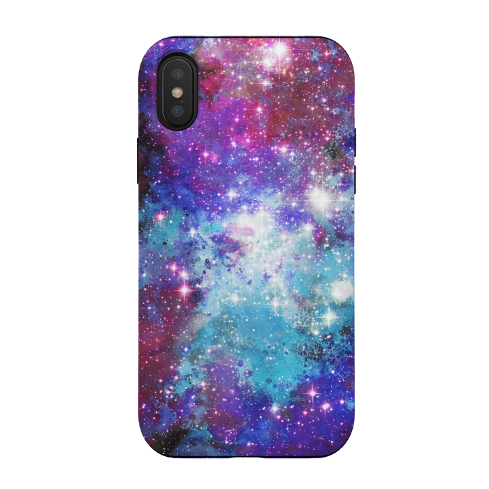 iPhone Xs / X StrongFit Blue purple galaxy space night stars by Oana 