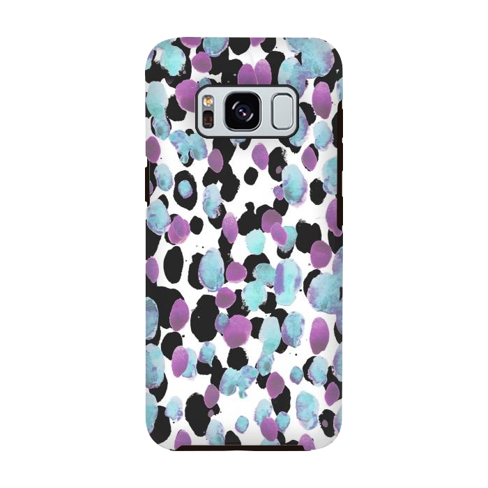 Galaxy S8 StrongFit Purple blue animal print paint spots by Oana 
