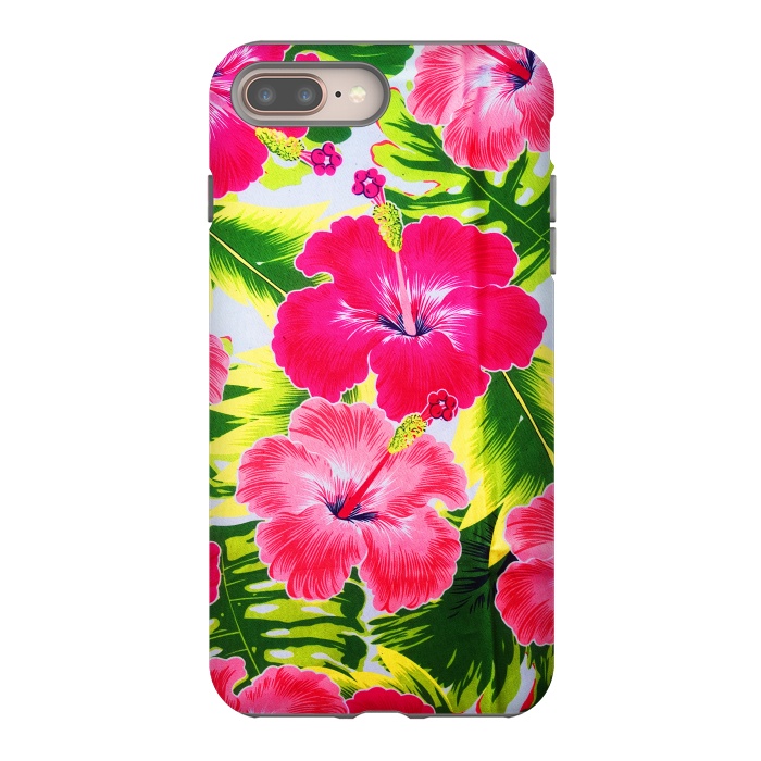 iPhone 7 plus StrongFit Hibiscus Exotic Floral Pattern by BluedarkArt