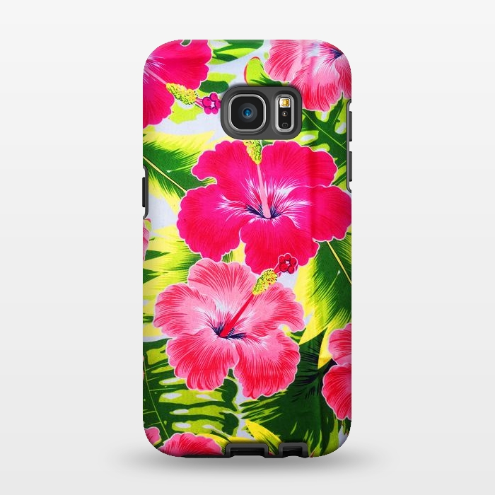 Galaxy S7 EDGE StrongFit Hibiscus Exotic Floral Pattern by BluedarkArt