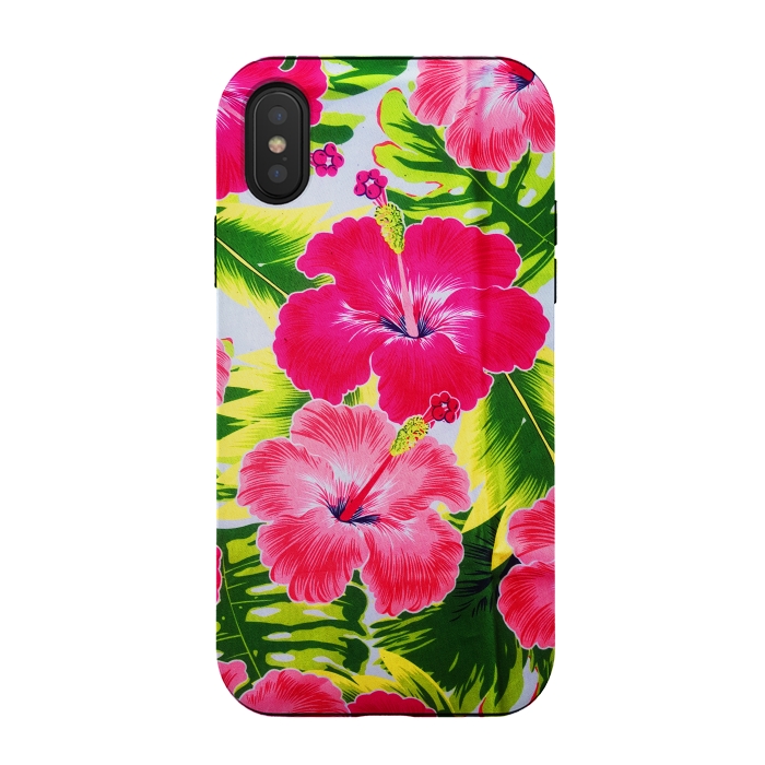 iPhone Xs / X StrongFit Hibiscus Exotic Floral Pattern by BluedarkArt