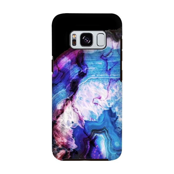 Galaxy S8 StrongFit Dark blue purple agate marble  by Oana 