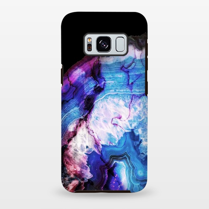 Galaxy S8 plus StrongFit Dark blue purple agate marble  by Oana 