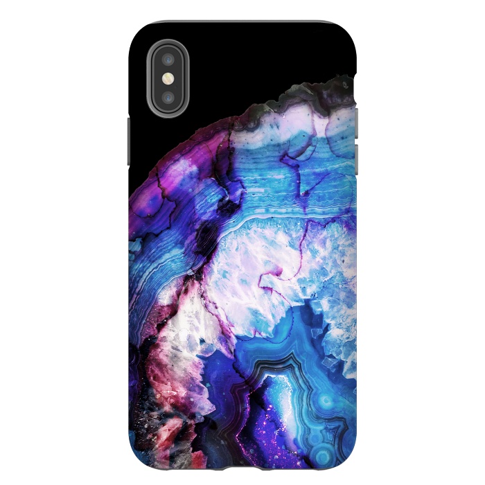 iPhone Xs Max StrongFit Dark blue purple agate marble  by Oana 