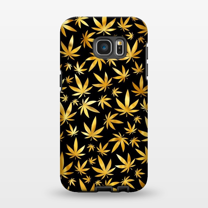Galaxy S7 EDGE StrongFit Weed Pattern - Black and Yellow by Art Design Works