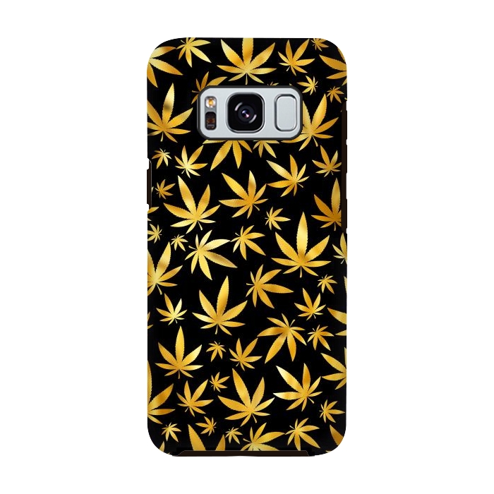 Galaxy S8 StrongFit Weed Pattern - Black and Yellow by Art Design Works