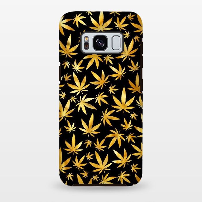Galaxy S8 plus StrongFit Weed Pattern - Black and Yellow by Art Design Works