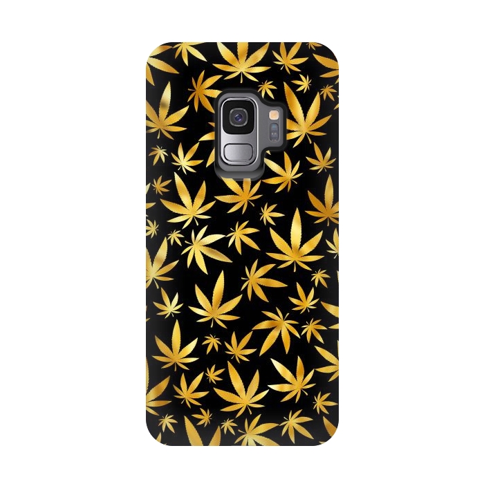 Galaxy S9 StrongFit Weed Pattern - Black and Yellow by Art Design Works