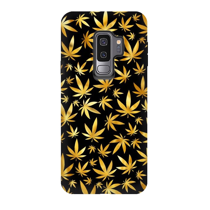 Galaxy S9 plus StrongFit Weed Pattern - Black and Yellow by Art Design Works