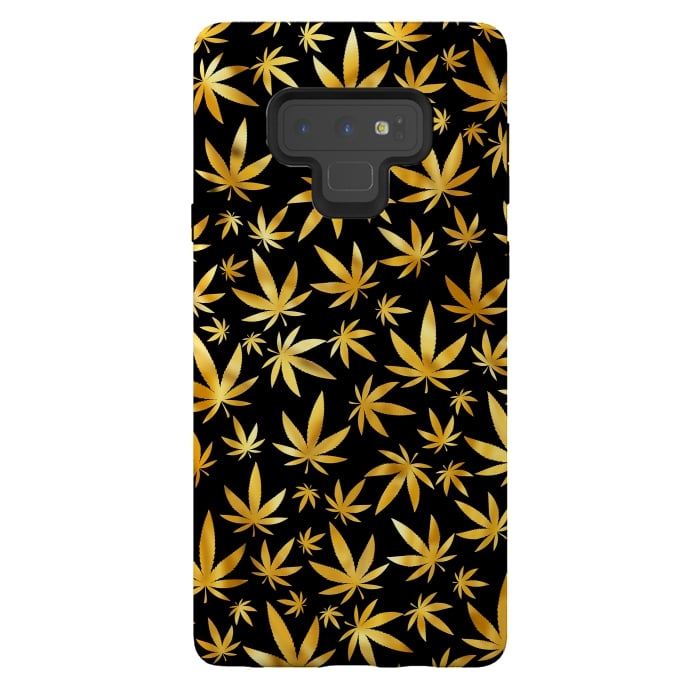 Galaxy Note 9 StrongFit Weed Pattern - Black and Yellow by Art Design Works