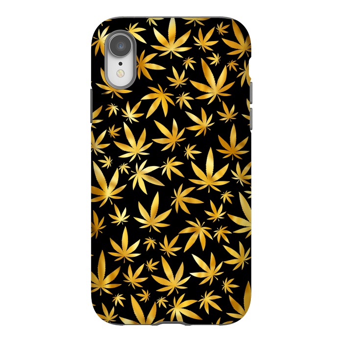 iPhone Xr StrongFit Weed Pattern - Black and Yellow by Art Design Works