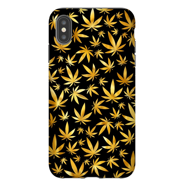 iPhone Xs Max StrongFit Weed Pattern - Black and Yellow by Art Design Works
