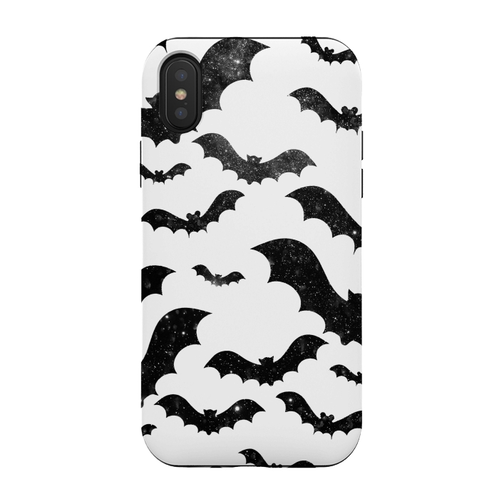 iPhone Xs / X StrongFit Black starry night sky bats - Halloween by Oana 
