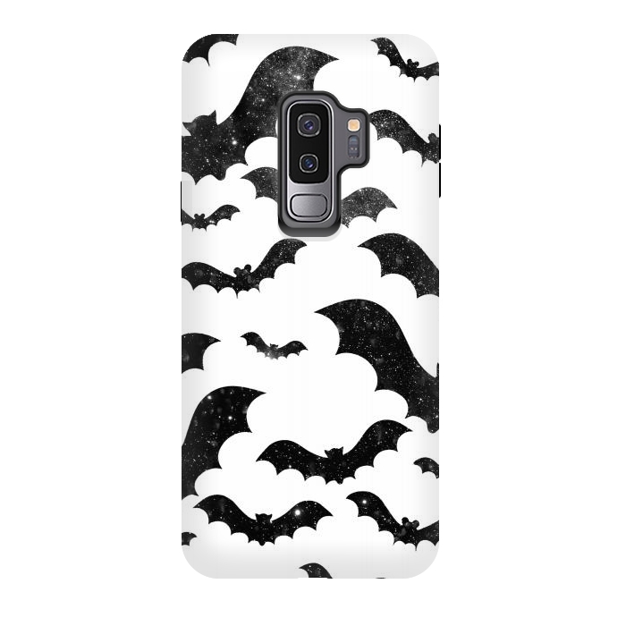 Galaxy S9 plus StrongFit Black starry night sky bats - Halloween by Oana 