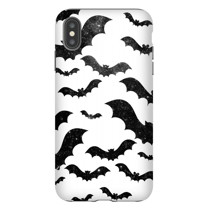 iPhone Xs Max StrongFit Black starry night sky bats - Halloween by Oana 