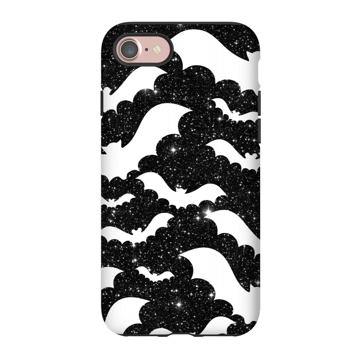 iPhone 7 StrongFit White bats on sparkly night sky stars - Halloween by Oana 