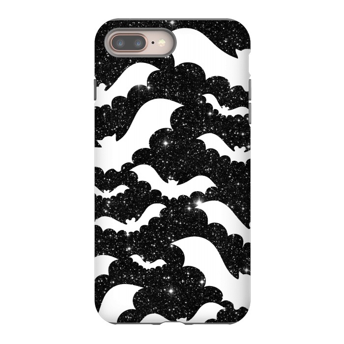 iPhone 7 plus StrongFit White bats on sparkly night sky stars - Halloween by Oana 