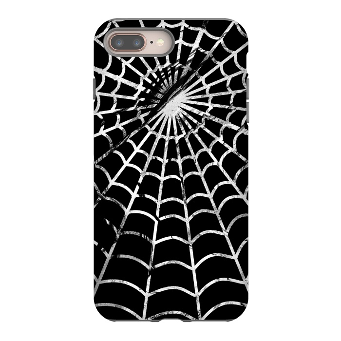 iPhone 7 plus StrongFit Black and white textured brushed spider web - Halloween by Oana 