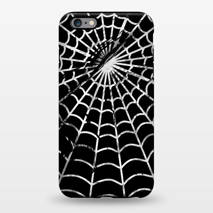 iPhone 6/6s plus StrongFit Black and white textured brushed spider web - Halloween by Oana 