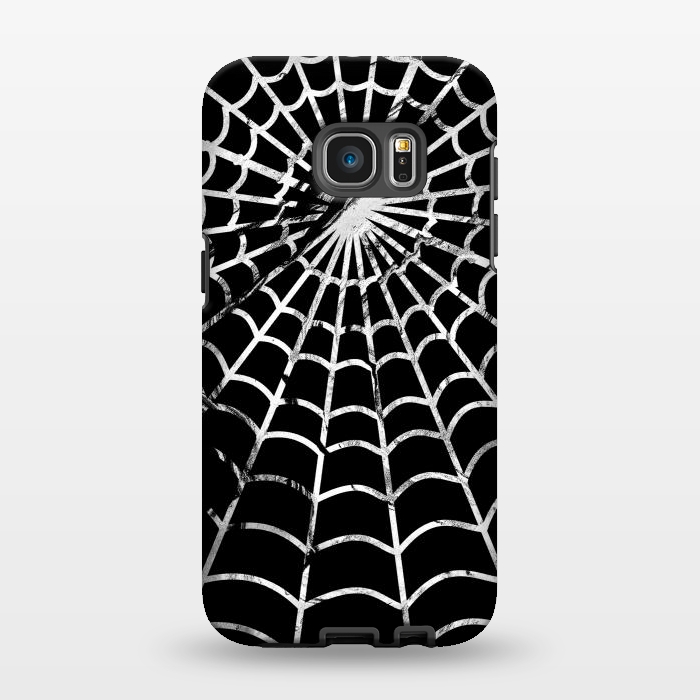 Galaxy S7 EDGE StrongFit Black and white textured brushed spider web - Halloween by Oana 