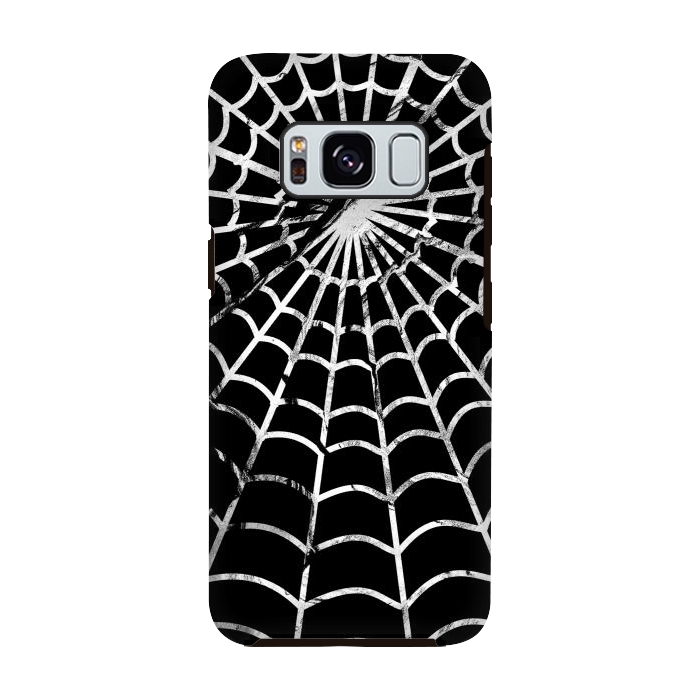 Galaxy S8 StrongFit Black and white textured brushed spider web - Halloween by Oana 