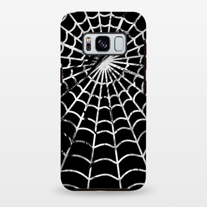 Galaxy S8 plus StrongFit Black and white textured brushed spider web - Halloween by Oana 