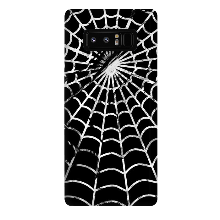 Galaxy Note 8 StrongFit Black and white textured brushed spider web - Halloween by Oana 