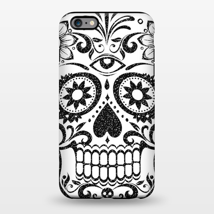 iPhone 6/6s plus StrongFit Black glitter decorated floral sugar skull - Halloween by Oana 