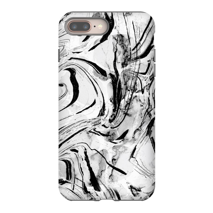 iPhone 7 plus StrongFit White marble with black brushed stripes  by Oana 