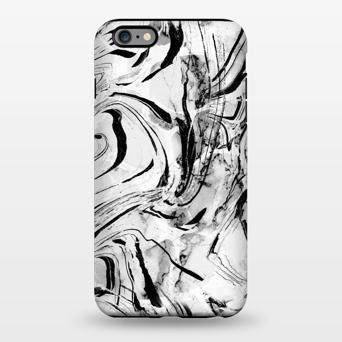 iPhone 6/6s plus StrongFit White marble with black brushed stripes  by Oana 