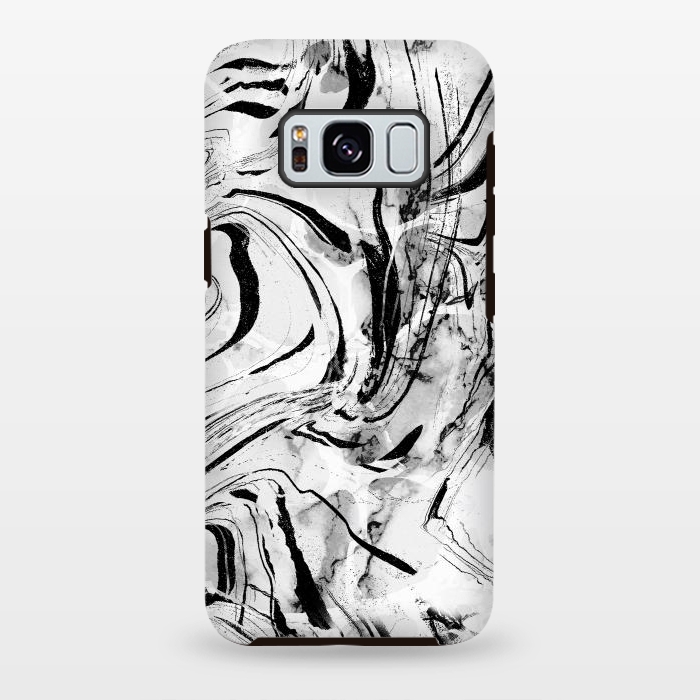 Galaxy S8 plus StrongFit White marble with black brushed stripes  by Oana 