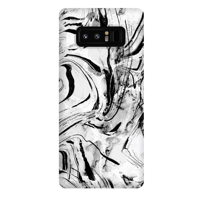 Galaxy Note 8 StrongFit White marble with black brushed stripes  by Oana 