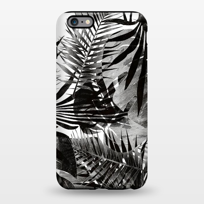 iPhone 6/6s plus StrongFit Black ink tropical palm and ficus leaves monochrome jungle by Oana 
