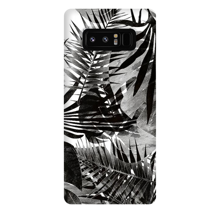 Galaxy Note 8 StrongFit Black ink tropical palm and ficus leaves monochrome jungle by Oana 