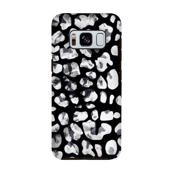 Galaxy S8 StrongFit Black and white animal print leopard spots by Oana 