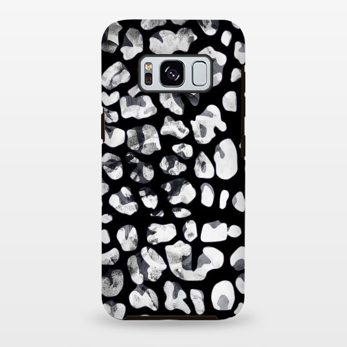 Galaxy S8 plus StrongFit Black and white animal print leopard spots by Oana 