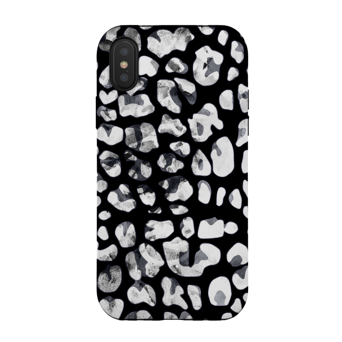 iPhone Xs / X StrongFit Black and white animal print leopard spots by Oana 