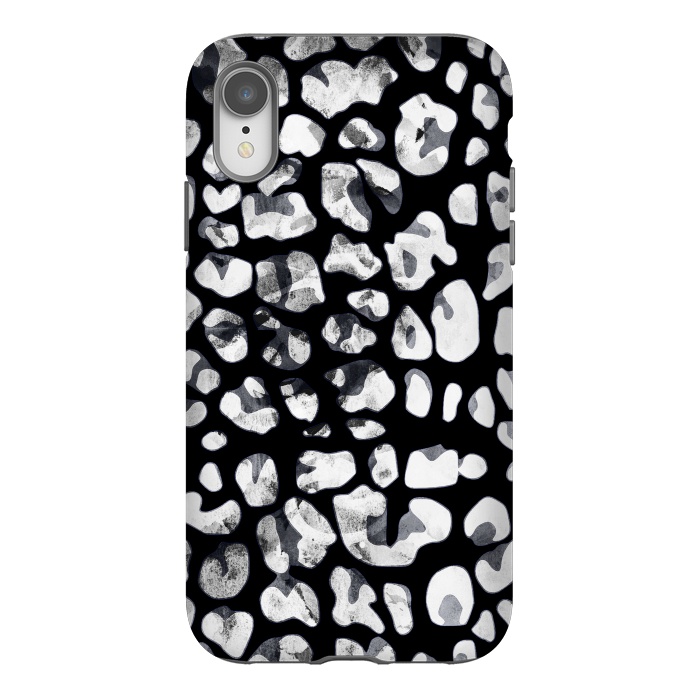 iPhone Xr StrongFit Black and white animal print leopard spots by Oana 