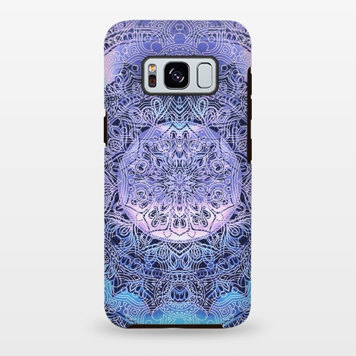 Galaxy S8 plus StrongFit Purple blue ethnic gradient mandala flowers by Oana 